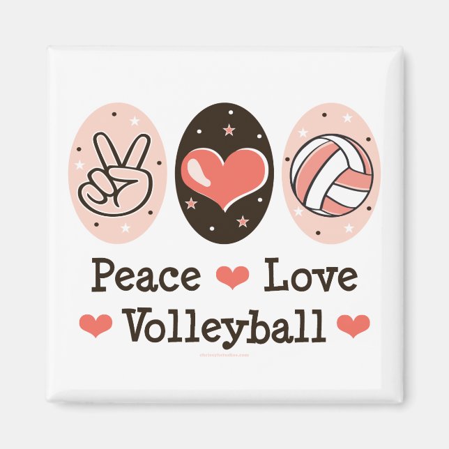 Peace Love Volleyball Magnet (Front)