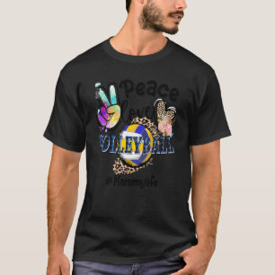Peace Love Volleyball Mawmaw Life Mum Grandma Leop T-Shirt
