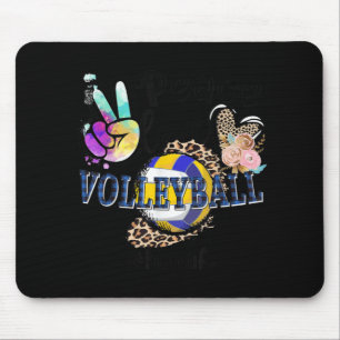 Peace Love Volleyball Momma Life Mum Grandma Leopa Mouse Pad
