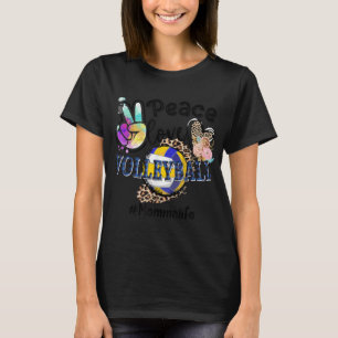 Peace Love Volleyball Mommy Life Mom Grandma Leopa T-Shirt