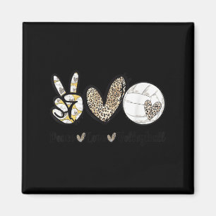 Peace Love Volleyball Mum Leopard Print Cheetah Pa Magnet