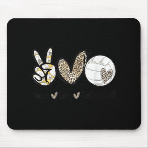 Peace Love Volleyball Mum Leopard Print Cheetah Pa Mouse Pad
