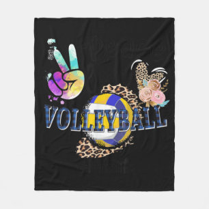 Peace Love Volleyball Mum Life Mum Grandma Leopard Fleece Blanket