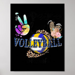 Peace Love Volleyball Mum Life Mum Grandma Leopard Poster
