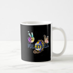 Peace Love Volleyball Mummy Life Mum Grandma Leopa Coffee Mug