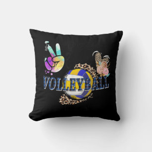 Peace Love Volleyball Mummy Life Mum Grandma Leopa Cushion