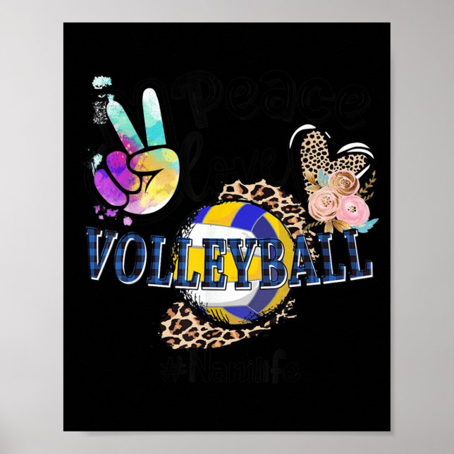 Peace Love Volleyball Nani Life Mum Grandma Leopar Poster (Front)