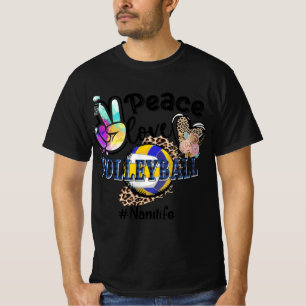 Peace Love Volleyball Nani Life Mum Grandma Leopar T-Shirt