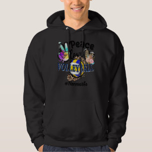 Peace Love Volleyball Nannie Life Mum Grandma Leop Hoodie