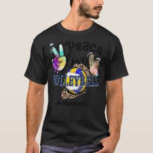 Peace Love Volleyball Nannie Life Mum Grandma Leop T-Shirt