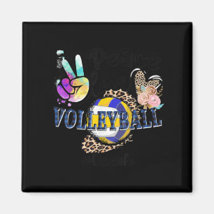 Peace Love Volleyball Oma Life Mum Grandma Leopard Magnet