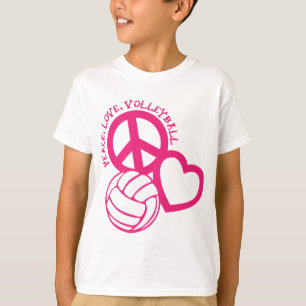 Peace-Love-Volleyball. pink T-Shirt
