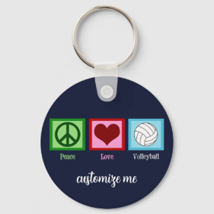 Peace Love Volleyball Player Cute Custom Key Ring