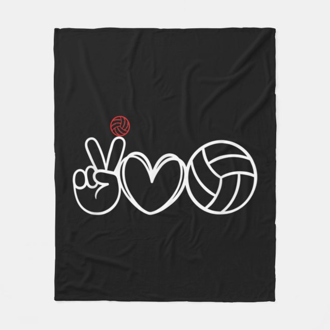 Peace Love Volleyball Player Graphic  Fleece Blanket (Front)