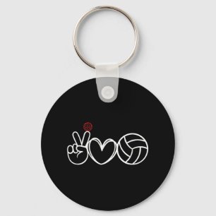 Peace Love Volleyball Player Graphic Key Ring