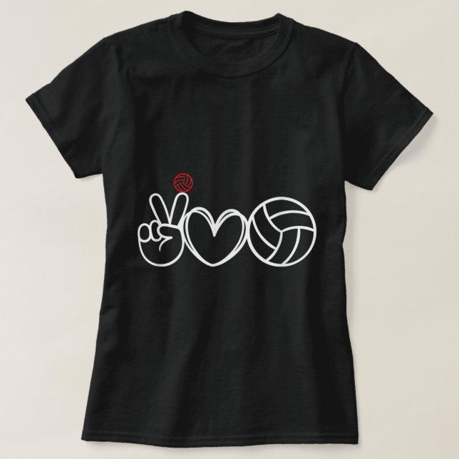 Peace Love Volleyball Player Graphic  T-Shirt (Design Front)