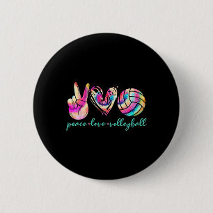 Peace Love Volleyball Player Tie Dye Style Women T 6 Cm Round Badge