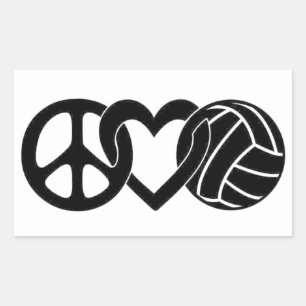 Peace Love Volleyball Rectangular Sticker