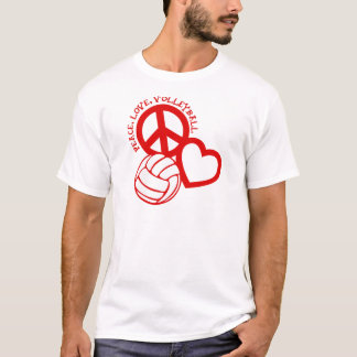 Peace-Love-Volleyball. red T-Shirt