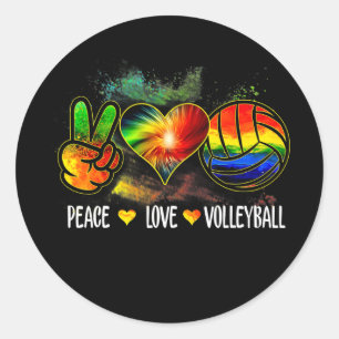 Peace Love Volleyball Tie Dye Volleyball Lover Classic Round Sticker