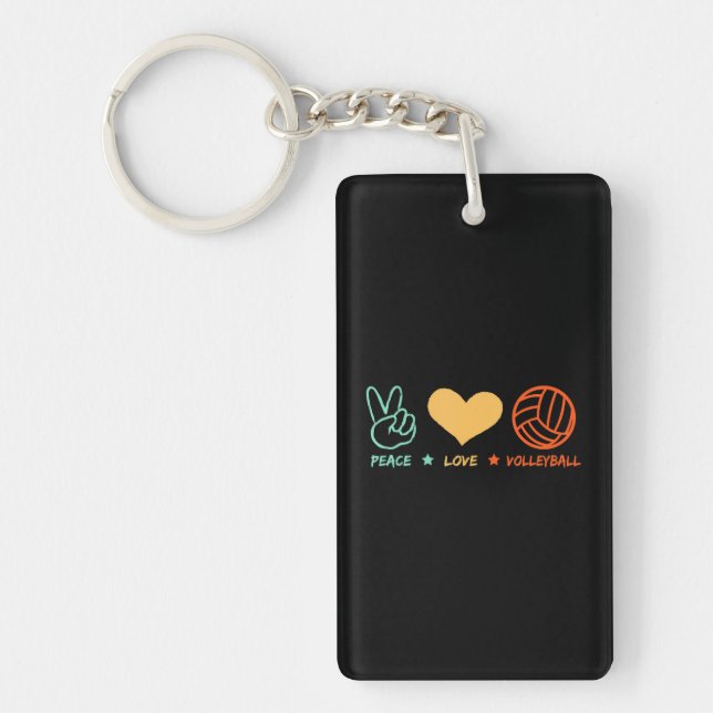 Peace Love Volleyball Volleyball Player Key Ring (Front)