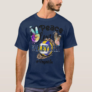 Peace Love Volleyball Yaya Life Mom Grandma Leopar T-Shirt