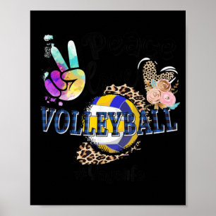 Peace Love Volleyball Yaya Life Mum Grandma Leopar Poster