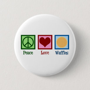 Peace Love Waffles 6 Cm Round Badge