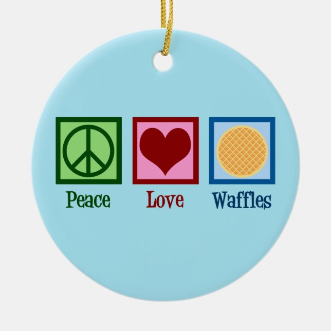 Peace Love Waffles Ceramic Ornament (Front)