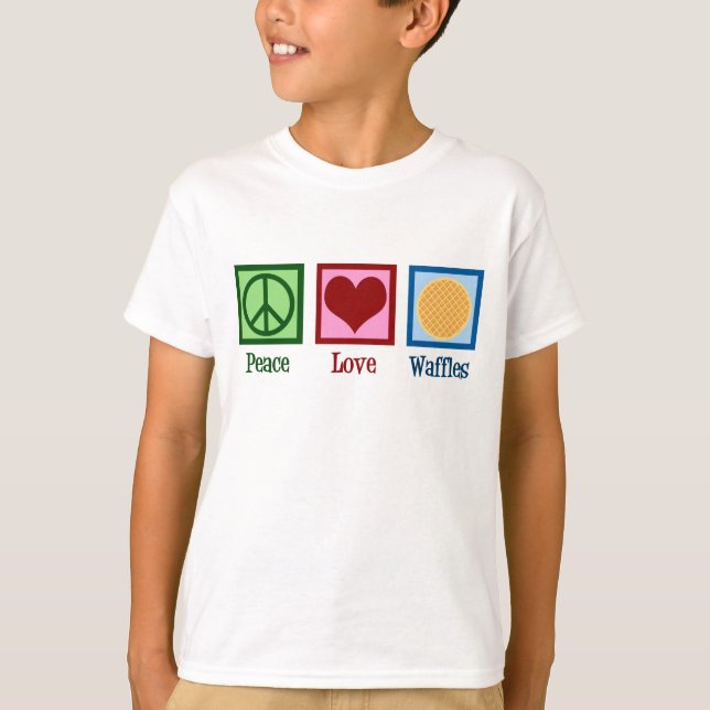 Peace Love Waffles Cute Kids T-Shirt (Front)