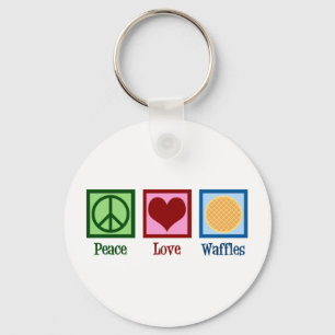 Peace Love Waffles Key Ring