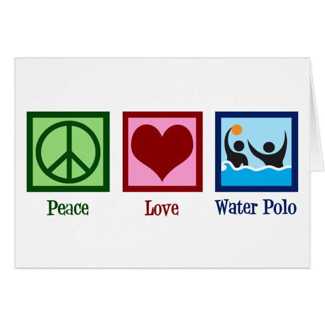 Peace Love Water Polo Team Holiday Card (Front Horizontal)