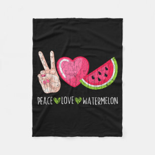 Peace Love Watermelon Funny Summer Fruit Lover Fleece Blanket