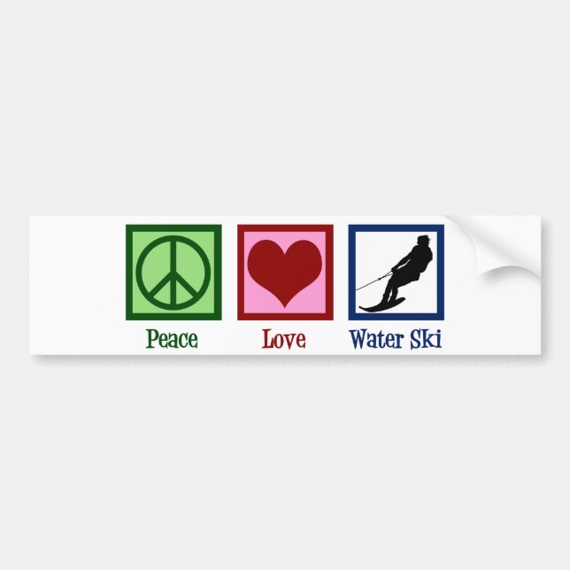 Peace Love Waterskiing Company Water Ski Bumper Sticker (Front)