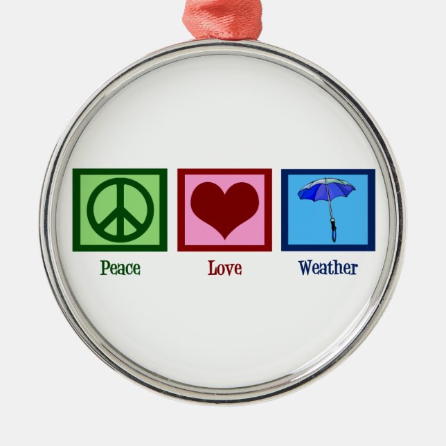 Peace Love Weather Metal Tree Decoration (Front)