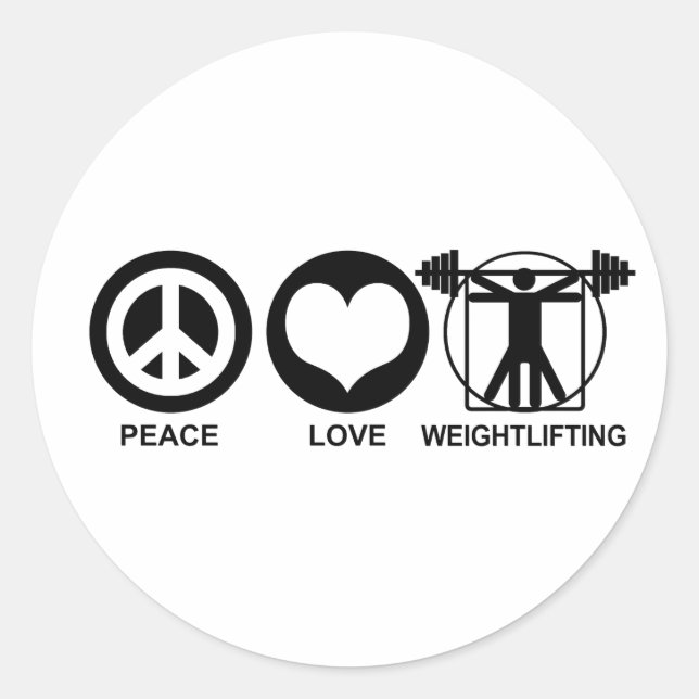 Peace Love Weightlifting Classic Round Sticker (Front)