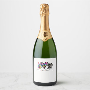 Peace Love Weimaraner Funny Tie Dye Dog Lovers T-S Sparkling Wine Label