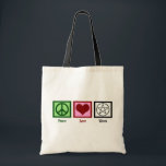 Peace Love Wicca Tote Bag<br><div class="desc">A peace sign,  heart,  and the symbol for Wicca.</div>