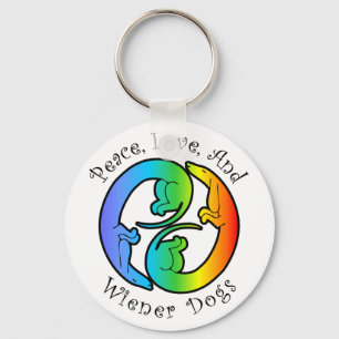 Peace, Love, & Wiener Dogs Keychain