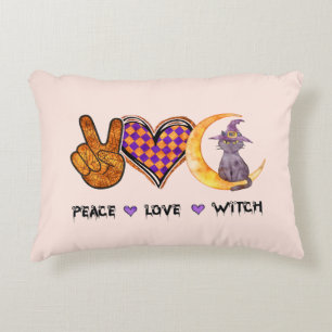 Peace, Love, Witch Decorative Cushion