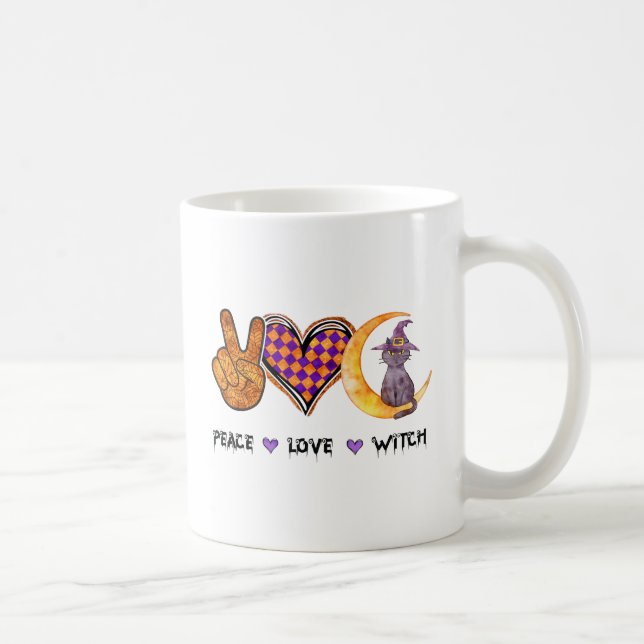 Peace Love Witch – Halloween Design Coffee Mug (Right)