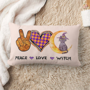 Peace Love Witch – Halloween Design Lumbar Cushion