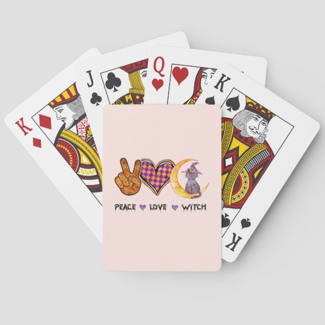 Peace Love Witch – Halloween Design Playing Cards (Back)