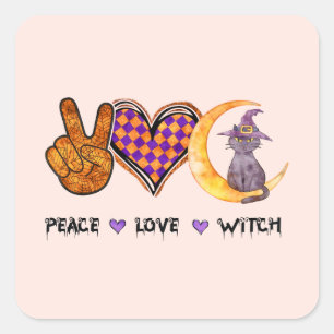 Peace Love Witch – Halloween Design Square Sticker