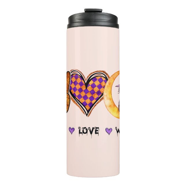 Peace Love Witch – Halloween Design Thermal Tumbler (Front)