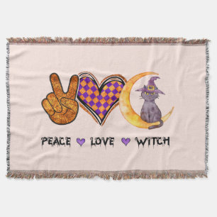 Peace, Love, Witch Throw Blanket