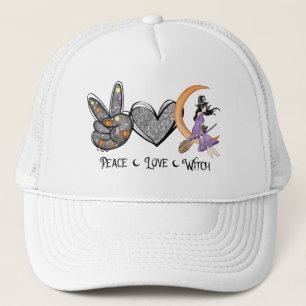 Peace,  Love, Witch Trucker Hat