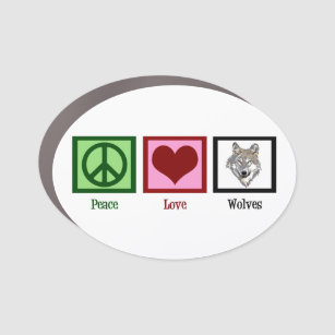 Peace Love Wolves Cute Wolf Car Magnet