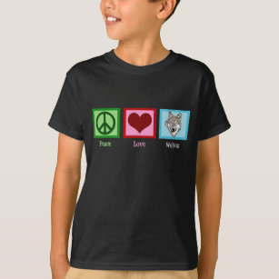 Peace Love Wolves Cute Wolf Kids T-Shirt