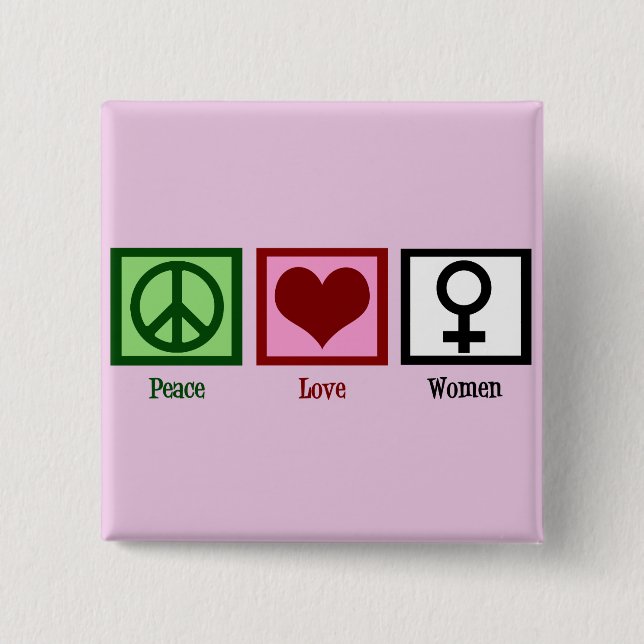 Peace Love Women 15 Cm Square Badge (Front)